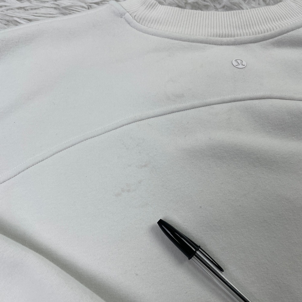 Lululemon Sweater Womens Large White Softstreme Perfectly Oversized Cropped Crew - Picture 5 of 8
